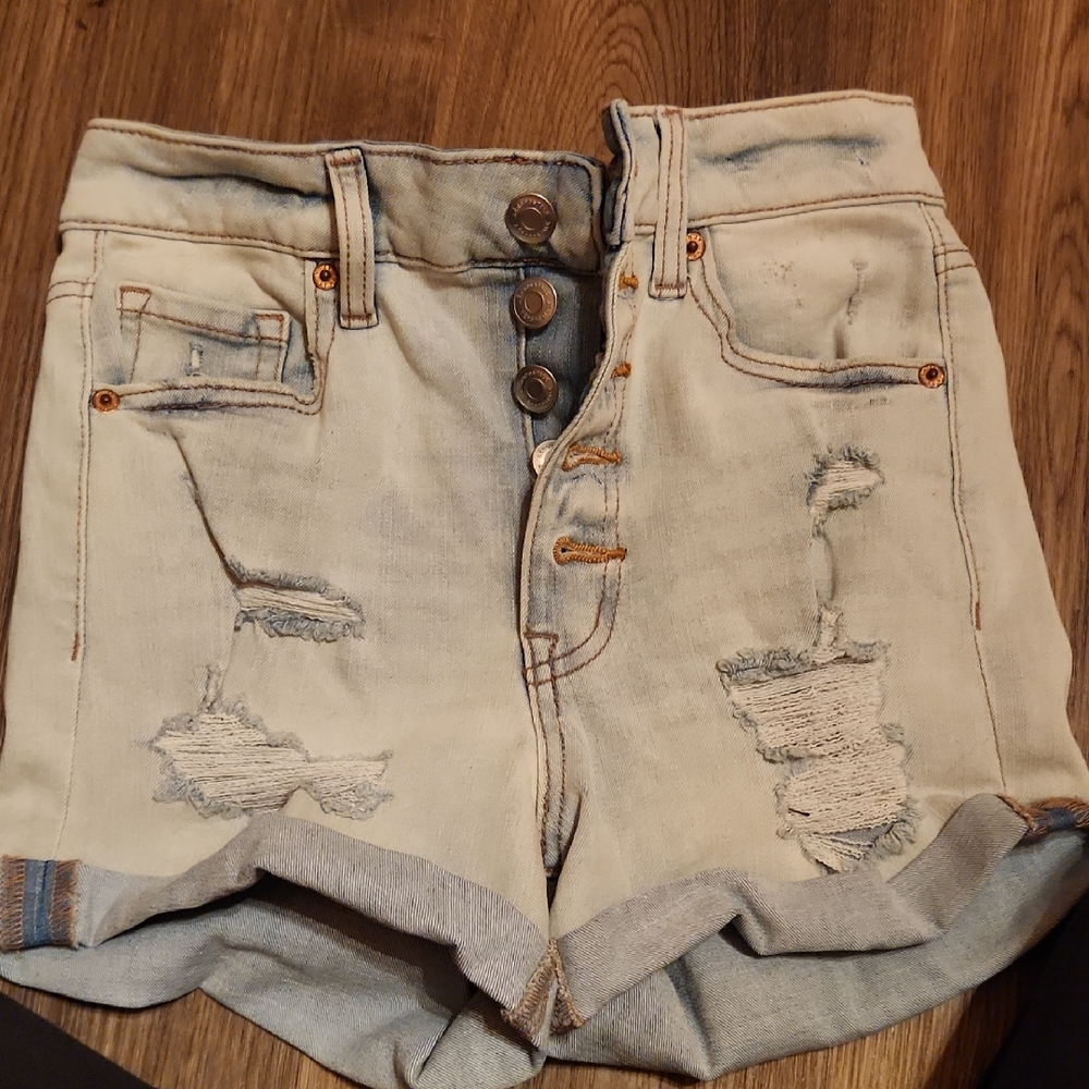 Aeropostale Blue Jean Shorts Distressed High-Waisted